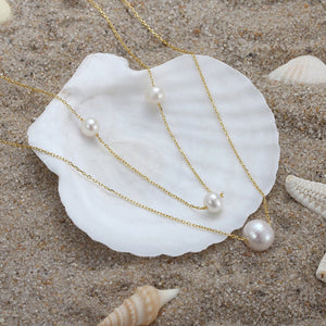 925 Sterling Silver Double - layer Necklace Baroque Pearl Pendant Special - interest Design - Zambeel