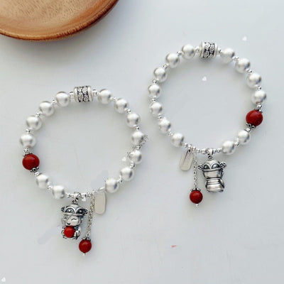 999 Fine Silver Lucky Fortune Cat Bracelet For Women - Zambeel