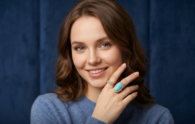 Turquoise Oval Crystal Statement Ring