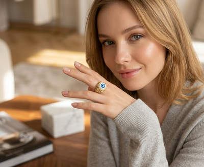 Evil Eye Crystal Statement Ring