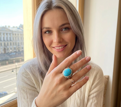 Oval Turquoise Statement Ring