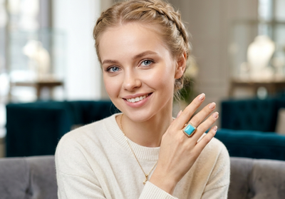Rectangular Crystal Statement Ring