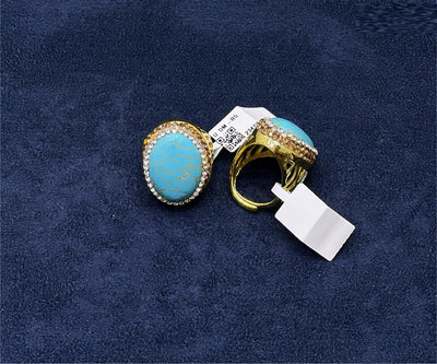 Oval Turquoise Crystal Statement Ring