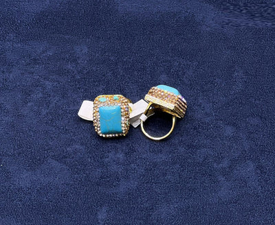 Turquoise Square Crystal Statement Ring