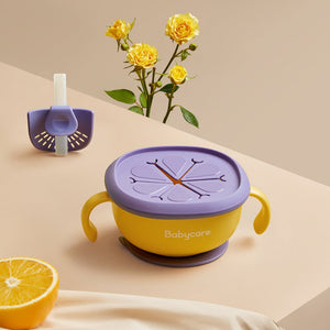 Babycare 3 in 1 Baby Feeding Snack Soup Bowl with Straw Infant Learning Dishes Suction Bowl Handle Tableware Petal Snack Bowl - Zambeel