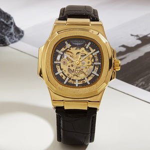 Barrel - shaped Leather Belt Men's Waterproof Mechanical Watch - Zambeel