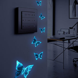 Blue Luminous Small Butterfly Bedroom Living Room Luminous Stickers Home Decor - Zambeel