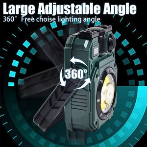 مصباح عمل LED متعدد الوظائف قابل لإعادة الشحن مزود بلوحة شمسية ومغناطيس