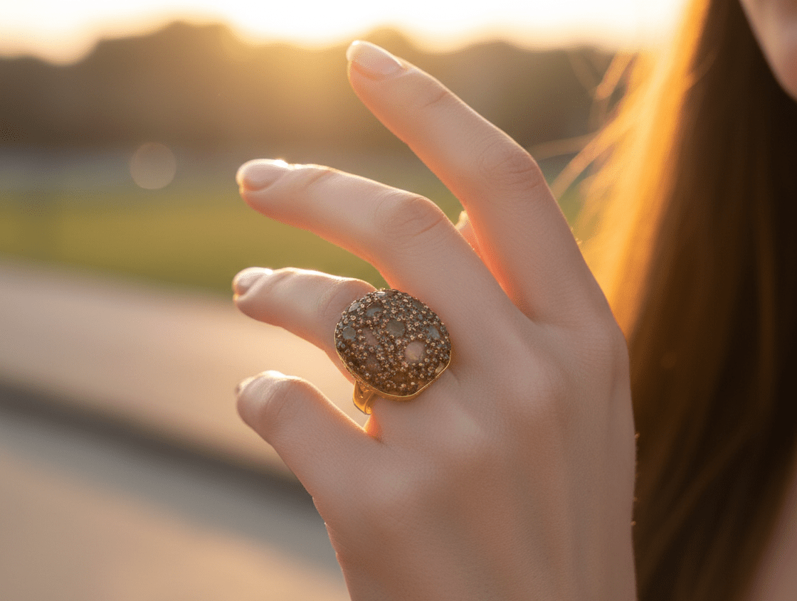 Champagne Crystal Dome Statement Ring - Zambeel