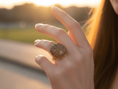 Champagne Crystal Dome Statement Ring - Zambeel