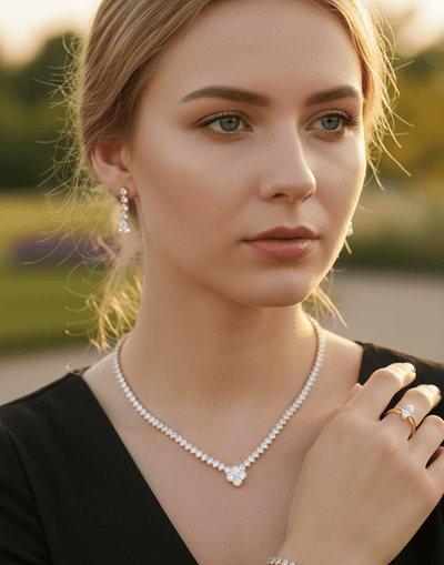 Clover Crystal Pendant Jewelry Set - Zambeel