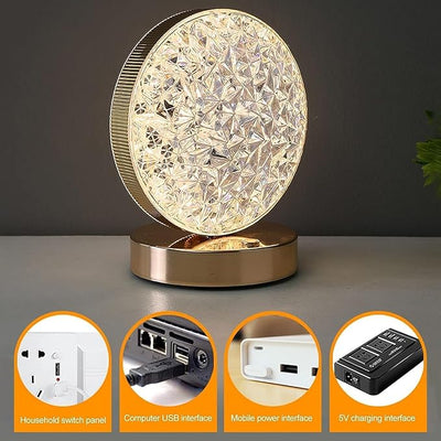 Crystal Round LED Table Lamp - Zambeel