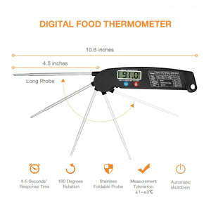 Digital Cooking Meat Thermometer Instant Read Food Steak Oven Smoker BBQ Grill Meat Thermometer Barbecue Accessories For Oven Grill BBQ Smoker Rotisserie Kitchen - Zambeel