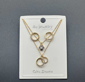 Double Ring Sparkle Pendant Set - Zambeel