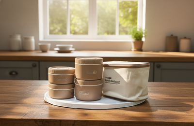 Round Lunch Box Set with Carry Bag Ⓢ