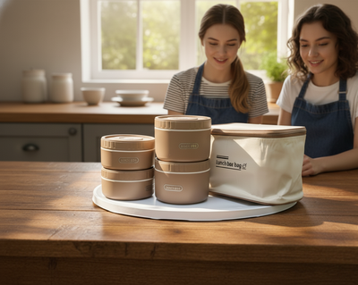 Round Lunch Box Set with Carry Bag Ⓢ