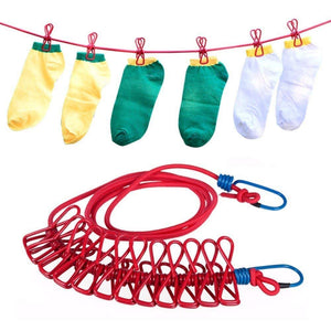 Elastic Travel Clothesline with 12 Clips - Zambeel