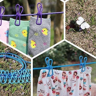 Elastic Travel Clothesline with 12 Clips - Zambeel