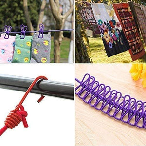 Elastic Travel Clothesline with 12 Clips - Zambeel