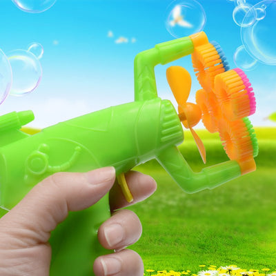 Electric Automatic Bubble Blower Maker Machine Gun with Mini Fan Kids Outdoor Sports Educational Toys - Zambeel
