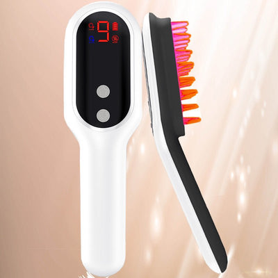 Electric Head Massager Magnetic Therapy Hair Growth Comb Blue Red Light Scalp Massage Brush Relieve Fatigue Pressure LED Display - Zambeel