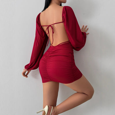 Elegant Casual Autumnwinter Dress With Long Sleeves - Zambeel