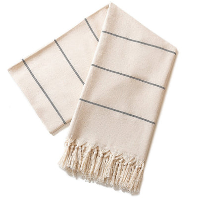 Embroidered Cream - colored Tassel Beach Towel - Zambeel