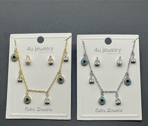 Evil Eye Teardrop Dangle Set - Zambeel