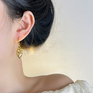 Exquisite Crystal Leaf Silver Needle Ear Clip Female - Zambeel