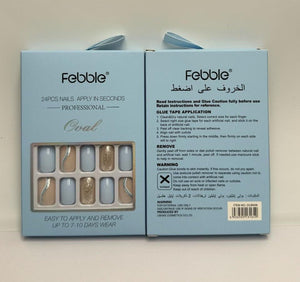 Febble - Baby Blue & Silver Wave Press - On Nails (Original) - Zambeel
