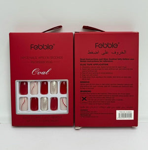 Febble - Classic Red with Gold Accent Press - On Nails (Original) - Zambeel