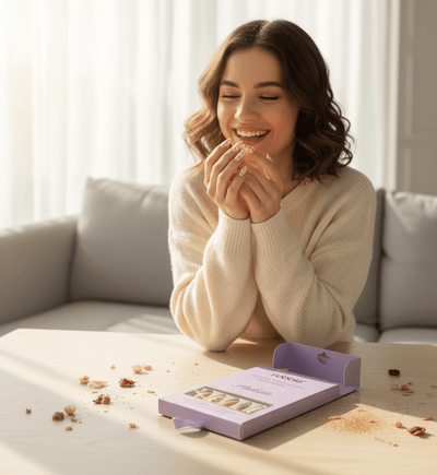 Febble - Nude Floral Gold Mix Press - On Nails (Original) - Zambeel