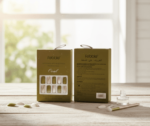 Febble - Olive Green & Silver Glam Press - On Nails (Original) - Zambeel