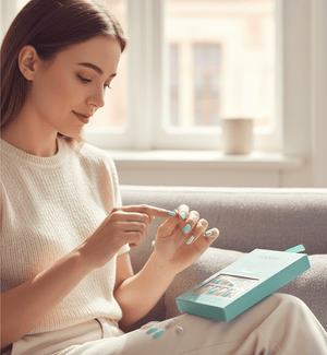 Febble - Oval Mint & Silver Glitter Press - On Nails (Original) - Zambeel