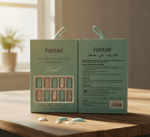 Febble - Oval Mint & Silver Glitter Press - On Nails (Original) - Zambeel