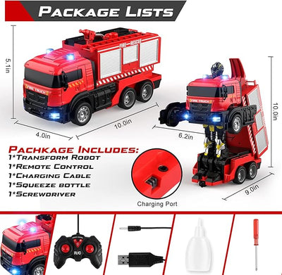 Fire Fighting - RC Deformation Fire Truck with Water Spray - Zambeel