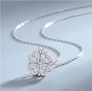 Flower Four Leaf Clower Hearts Necklace - Zambeel