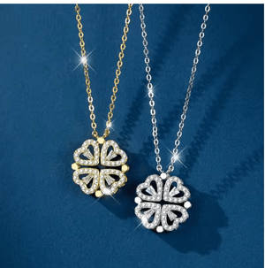 Flower Four Leaf Clower Hearts Necklace - Zambeel