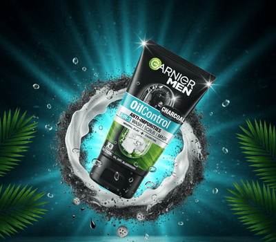 Garnier Men - 3 - in - 1 Oil Control Charcoal Wash - Zambeel