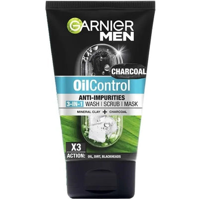 Garnier Men - 3 - in - 1 Oil Control Charcoal Wash - Zambeel