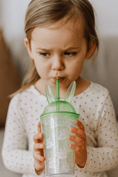 Glitter Bunny Cup with Straw - Zambeel