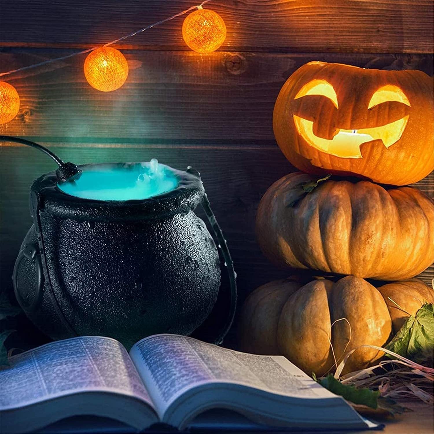 Halloween Pumpkin Smoke Witch Bucket Color Changing Lights - Zambeel