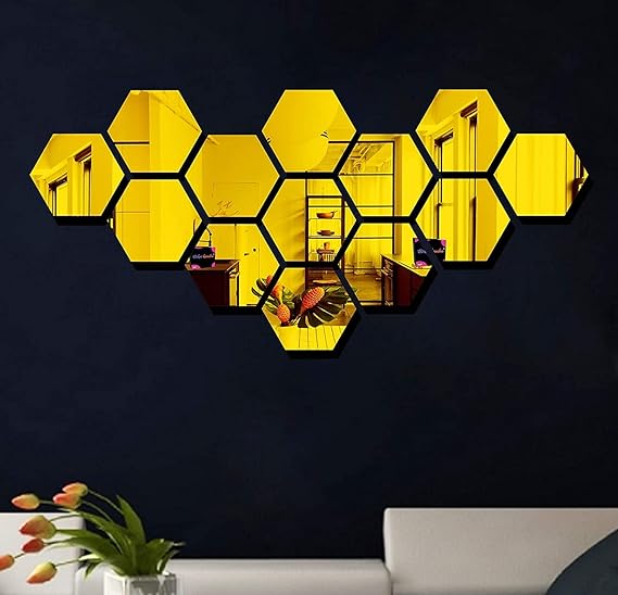 Hexagon Style Acrylic Mirror - Modern Home Decoration [13 pieces] - Zambeel