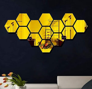Hexagon Style Acrylic Mirror - Modern Home Decoration [13 pieces] - Zambeel