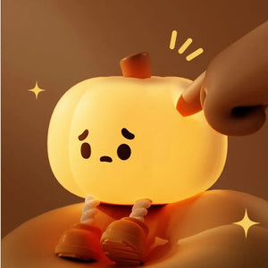 Home Decor Halloween Pumpkin Night Light Cute Soft Silicone Lamp Touch Dimmable Rechargeable Bedside Decor Light Kids Gifts Halloween Decorations - Zambeel