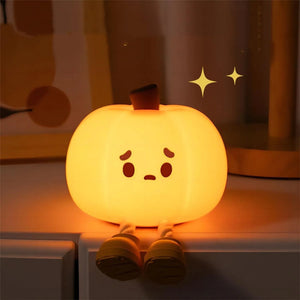 Home Decor Halloween Pumpkin Night Light Cute Soft Silicone Lamp Touch Dimmable Rechargeable Bedside Decor Light Kids Gifts Halloween Decorations - Zambeel