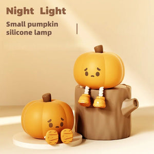 Home Decor Halloween Pumpkin Night Light Cute Soft Silicone Lamp Touch Dimmable Rechargeable Bedside Decor Light Kids Gifts Halloween Decorations - Zambeel