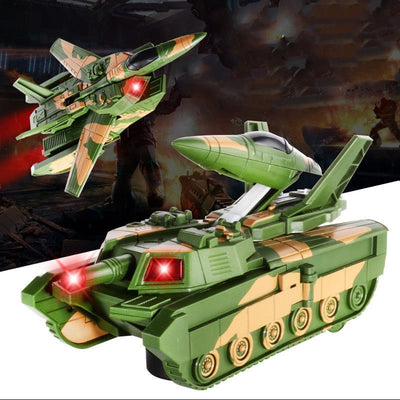 Hot Selling Electric Deformation Tank Car Voice Flash Military - Zambeel