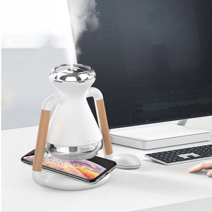Humidifier USB Wireless Charging Desktop Ultrasonic Spray Aroma Diffuser Rotatable Home Office Mute Air Purifier - Zambeel