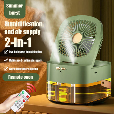 Humidifying Spray Fan Desktop Remote Control Timing Mini Air Cooler Big Wind Mute USB Charging Fan - Zambeel